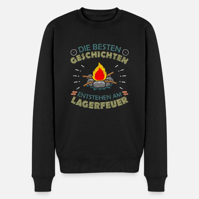 Beste Geschichten Entstehen Am Lagerfeuer Pfadfind - Männer Premium Bio Pullover - Schwarz