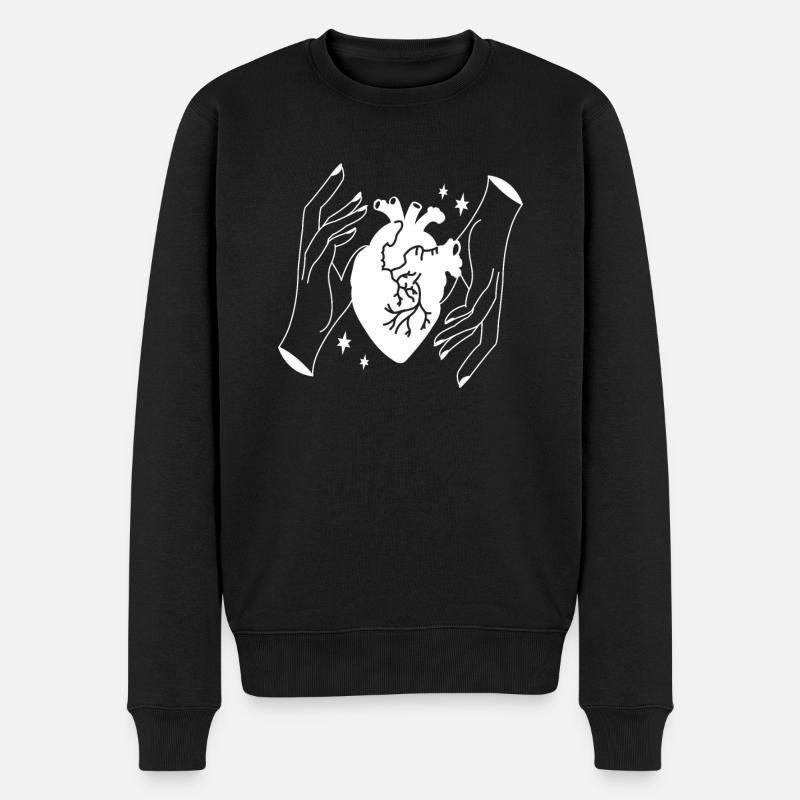Drôle mon coeur dans vos mains idée cadeau cool - Pull Premium bio Homme - noir
