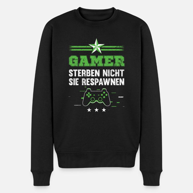 Gamer Sterben Nicht Sie Respawnen Gaming Zocker - Männer Premium Bio Pullover - Schwarz