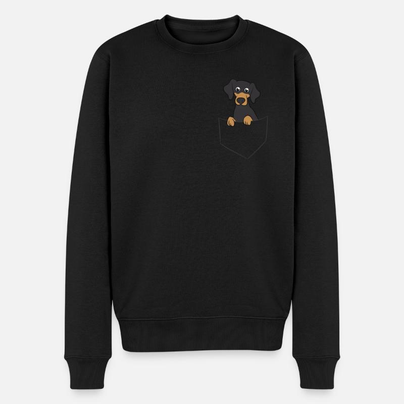 Süßer Dachshund In Tasche - Männer Premium Bio Pullover - Schwarz