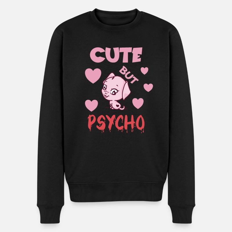 Cute but psycho - Männer Premium Bio Pullover - Schwarz