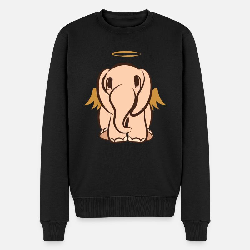 Schutzengel Elefant Flügel Niedlich Kinder - Männer Premium Bio Pullover - Schwarz