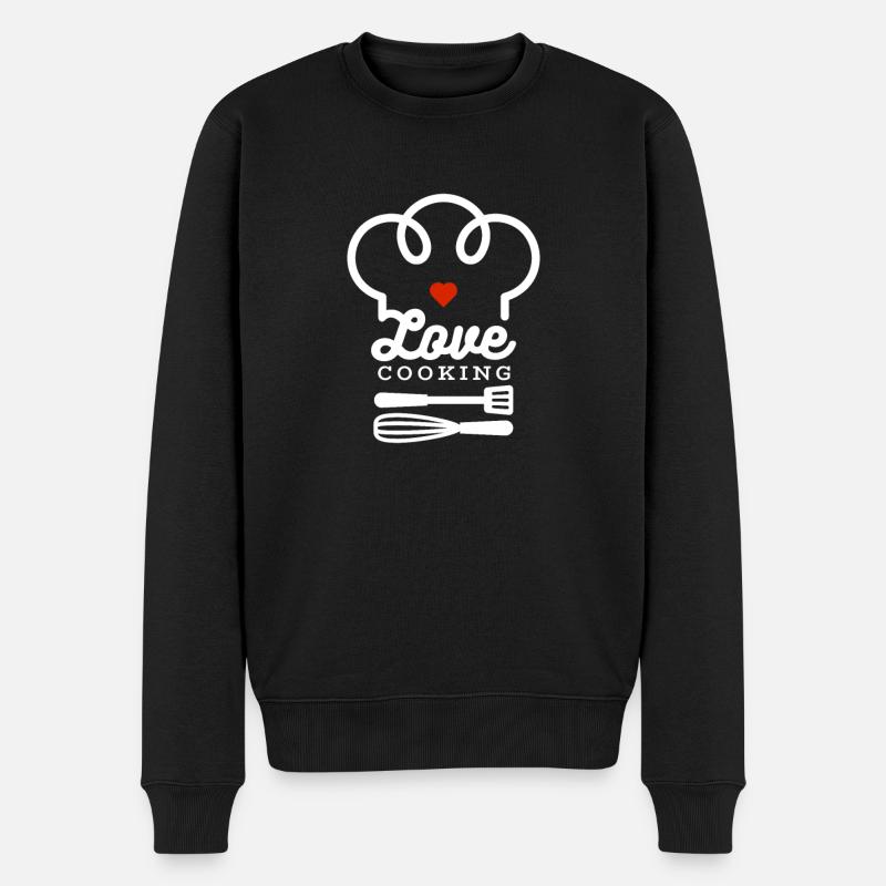 love cooking - kochen Koch Chef Dinner - Männer Premium Bio Pullover - Schwarz