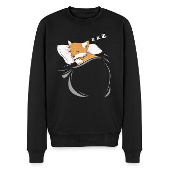 Schlafender und schlumender Fuchs - Männer Premium Bio Pullover - Schwarz - Vorne - Nico (187cm)