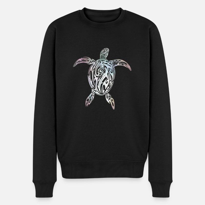 Schildkröte Maori Tribal - Männer Premium Bio Pullover - Schwarz