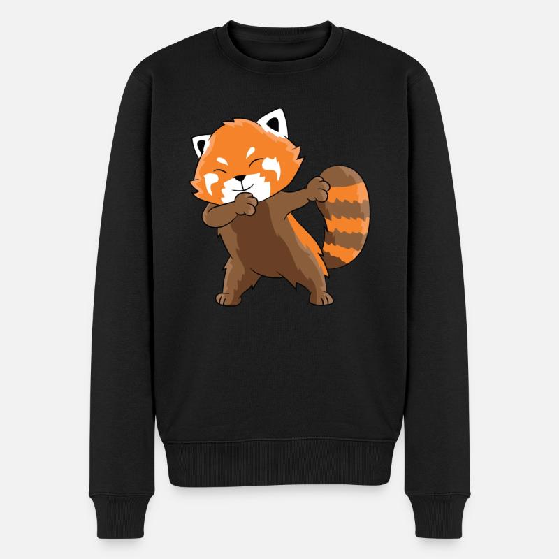 Dabbender Roter Panda Dabbing Red Panda - Männer Premium Bio Pullover - Schwarz
