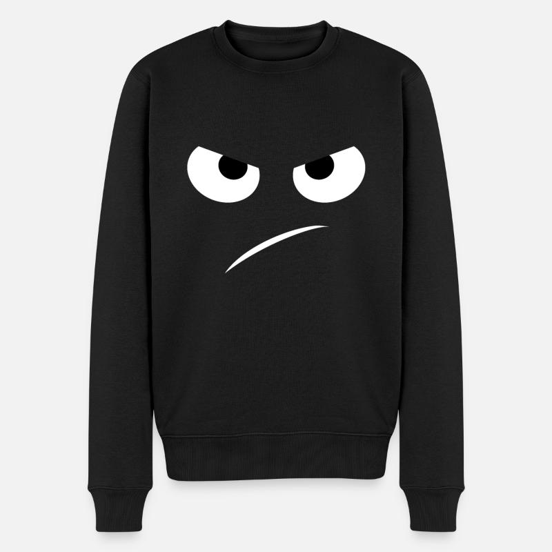 Angry Smile schlechte Laune Gesicht lustiges Shirt - Männer Premium Bio Pullover - Schwarz