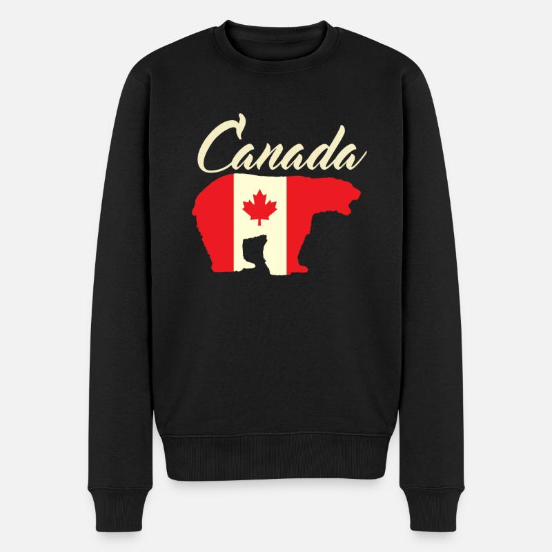 Cool Canada Bear With Flag Vintage Country Love - Männer Premium Bio Pullover - Schwarz