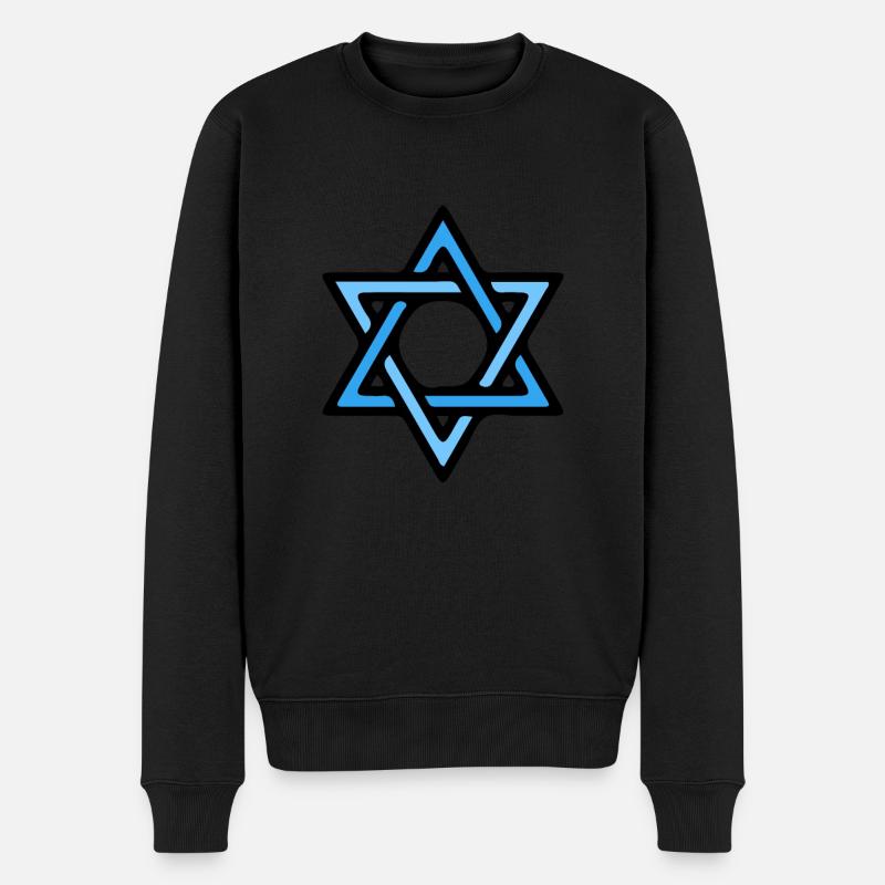 Shalom Davidstern Hebräisch Juden Judentum Jude - Männer Premium Bio Pullover - Schwarz