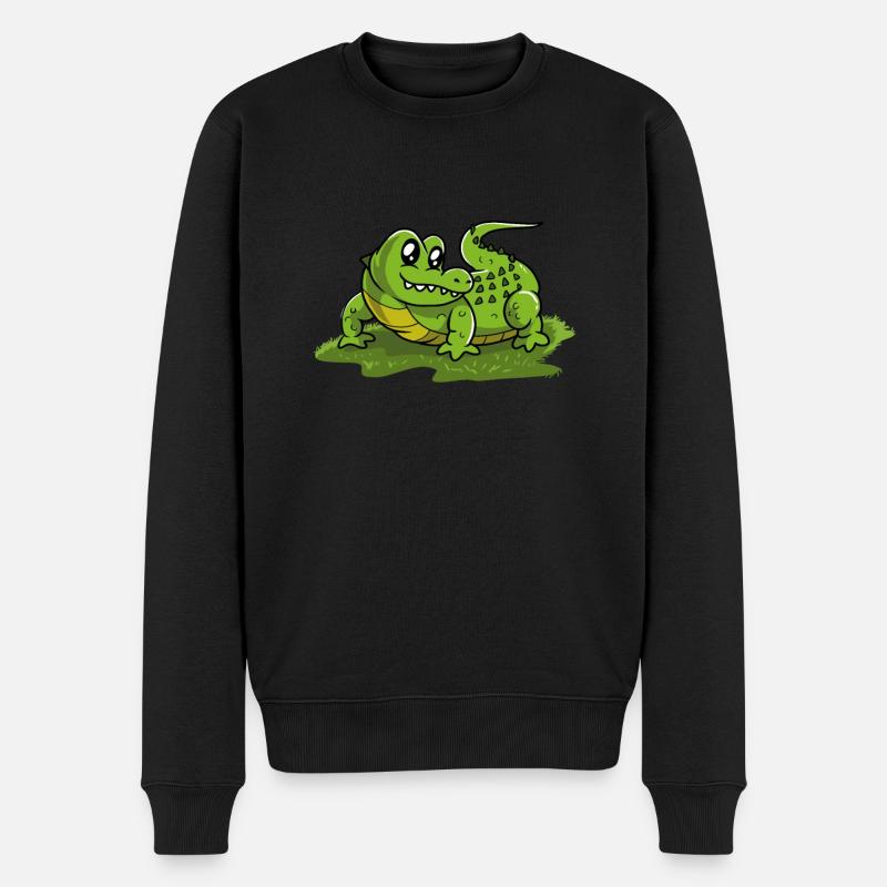 Krokodil - Männer Premium Bio Pullover - Schwarz