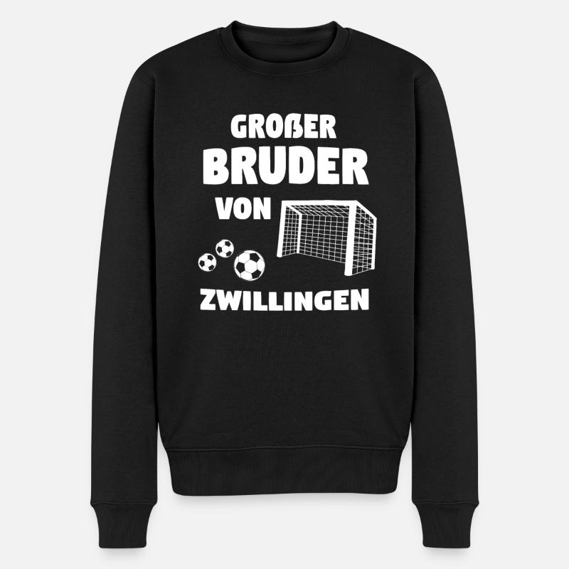 Große Bruder Von Zwillingen 2020 Fußball Geschenk - Männer Premium Bio Pullover - Schwarz