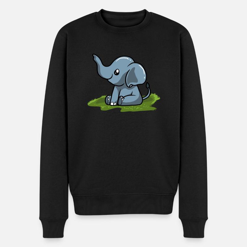 Elefant - Männer Premium Bio Pullover - Schwarz