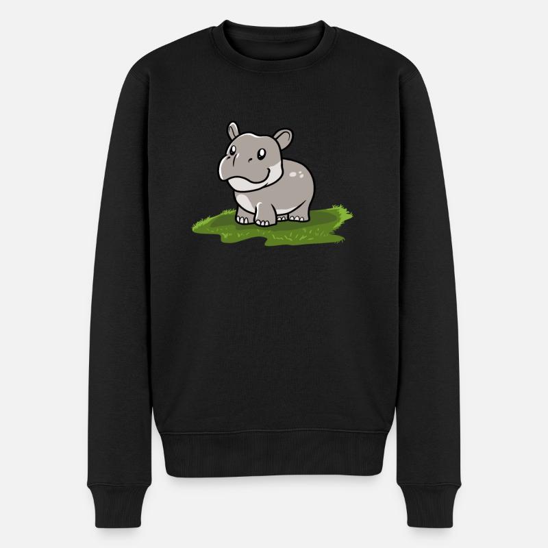 Flusspferd Nilpferd - Männer Premium Bio Pullover - Schwarz