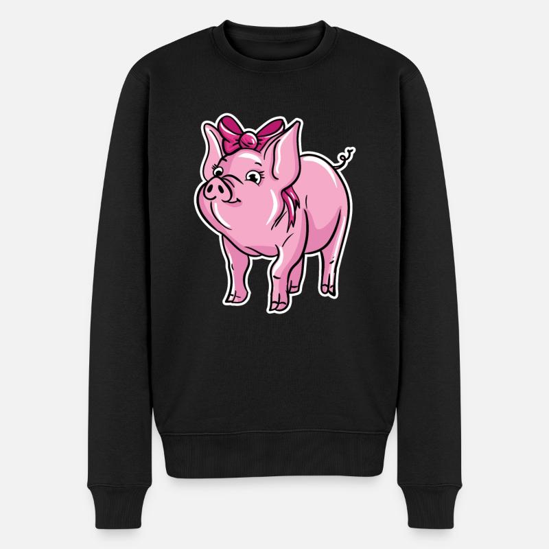Illustration de cochon mignon - Pull Premium bio Homme - noir