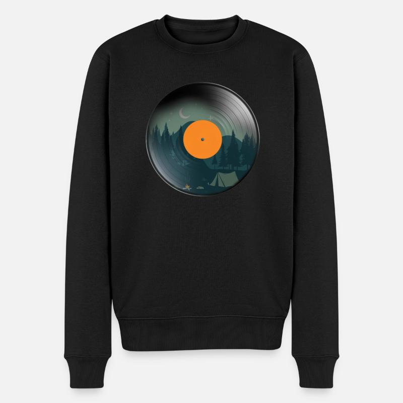 Vinyl Natur Camping Retro Phonograph Rekord - Männer Premium Bio Pullover - Schwarz