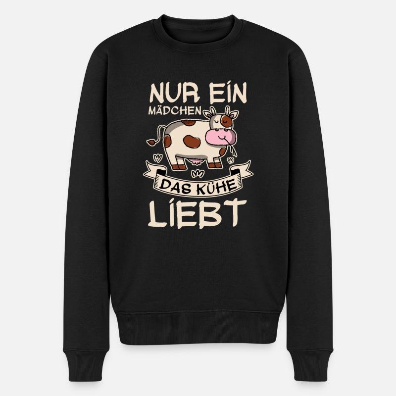 Kuh Mädchen Tiere - Männer Premium Bio Pullover - Schwarz