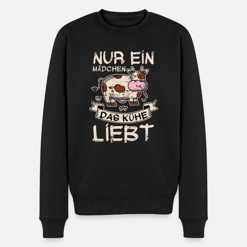 Kuh - Männer Premium Bio Pullover - Schwarz