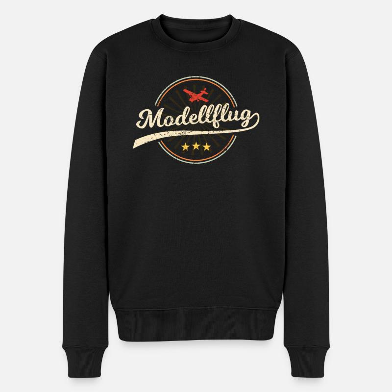 Modellflug Modellbauer Flugzeug Geschenk Retro - Männer Premium Bio Pullover - Schwarz