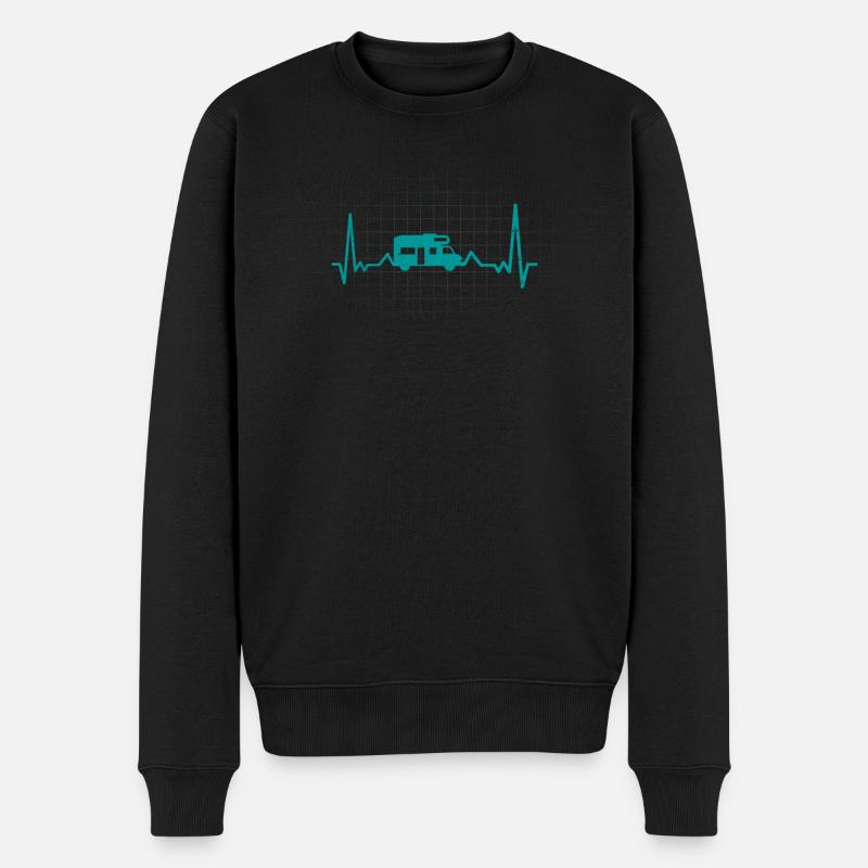 Campervan Van Campingwagen Herzlinie Pulsschlag - Männer Premium Bio Pullover - Schwarz
