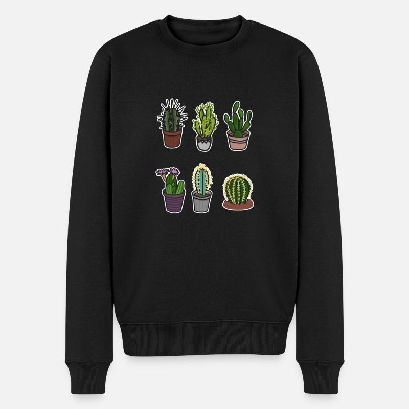 Kaktus - Männer Premium Bio Pullover - Schwarz