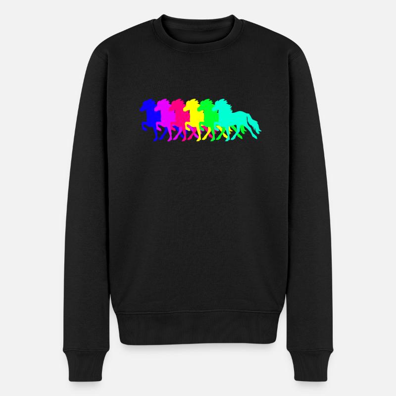 Arc-en-ciel de cheval islandais - Pull Premium bio Homme - noir