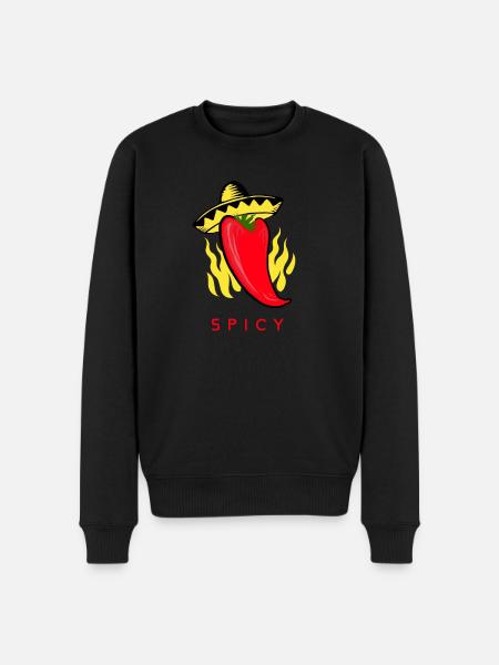 Spicy Chili Scharfe Chilli Peperoni Pfefferschote - Männer Premium Bio Pullover - Schwarz