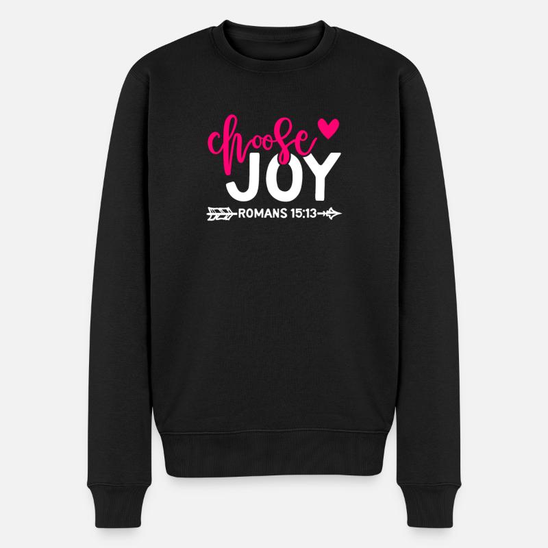 Christian Choose Joy Quote Netter rosa Bibelvers - Männer Premium Bio Pullover - Schwarz