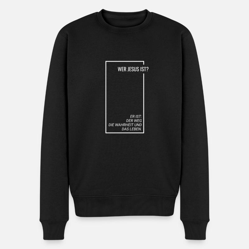 Wer Jesus ist ? - Männer Premium Bio Pullover - Schwarz