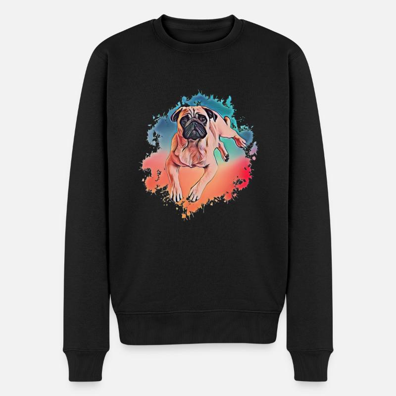 Mops - Männer Premium Bio Pullover - Schwarz