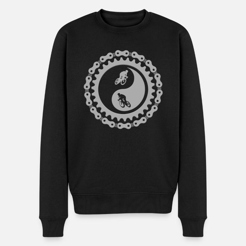 Yin Yang signe symbole cycliste vélo de course - Pull Premium bio Homme - noir