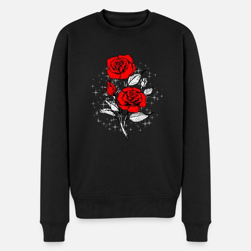 Tattoo rote Rosen - Männer Premium Bio Pullover - Schwarz
