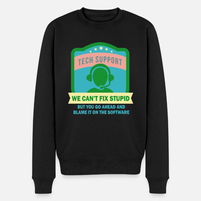 It Support Mitarbeiter - It-Support - Männer Premium Bio Pullover - Schwarz