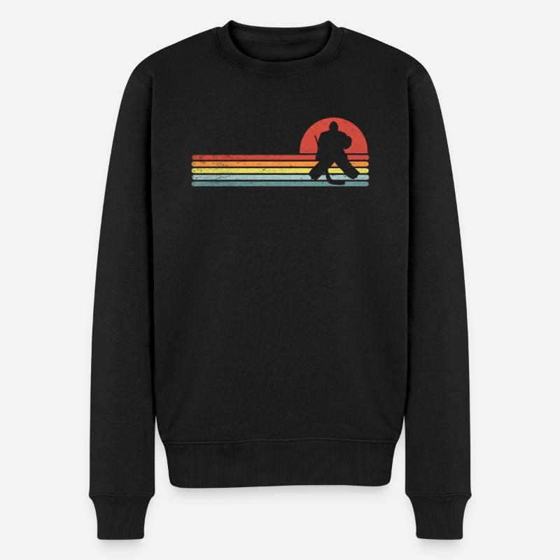 Eishockeytorwart Retro Geschenk Eishockeygoalie - Männer Premium Bio Pullover - Schwarz
