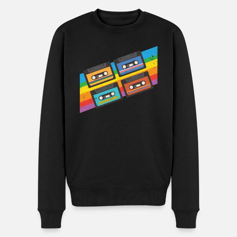 Vintage colorful Cassette Tape - Männer Premium Bio Pullover - Schwarz