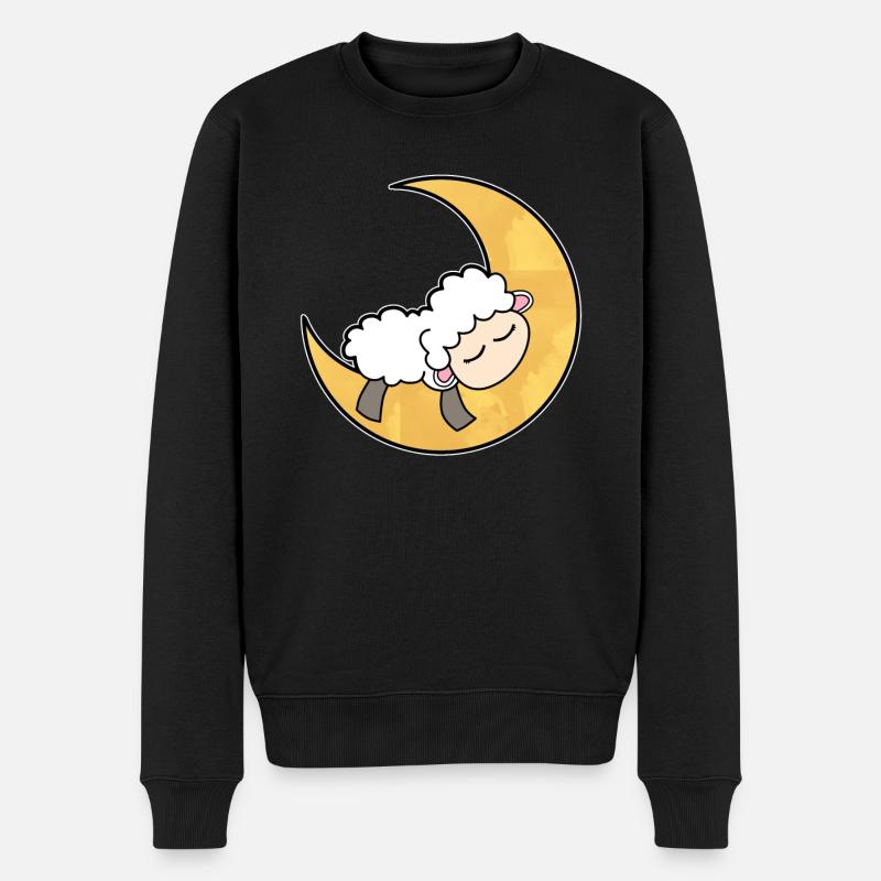 Schaf Mond Schlafen Niedlich - Männer Premium Bio Pullover - Schwarz