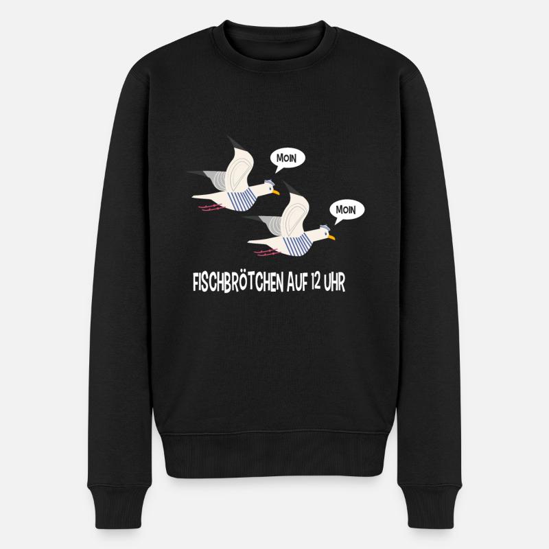 Moin Möwen norddeutsch plattdeutsch - Männer Premium Bio Pullover - Schwarz