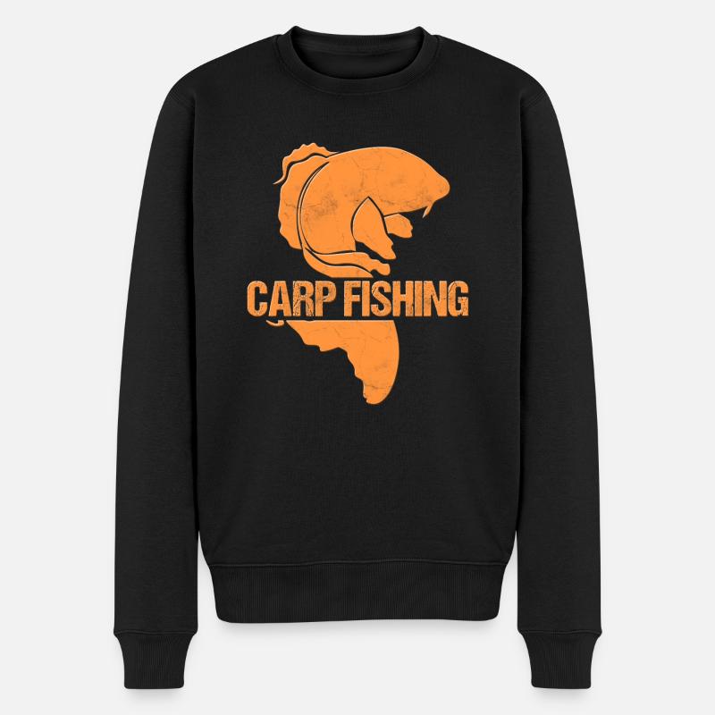 Karpfen Fischen Text - Männer Premium Bio Pullover - Schwarz
