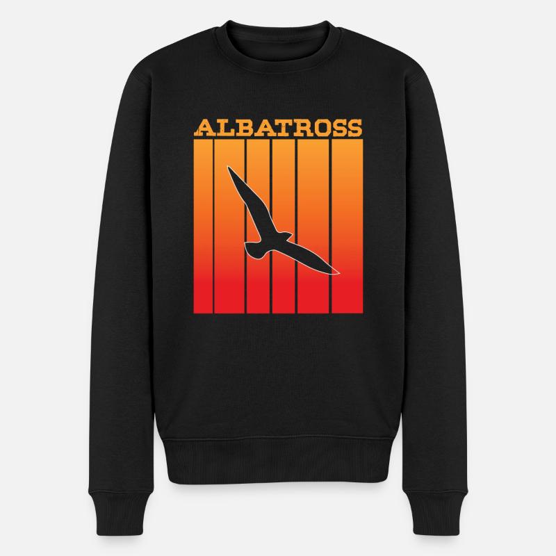 Albatros -Schattenspiel im Sonnenuntergang - Männer Premium Bio Pullover - Schwarz