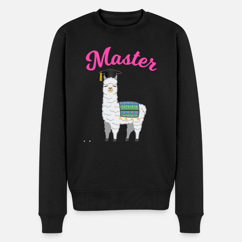 Master Studium Abschluss Lama Alpaka Geschenk - Männer Premium Bio Pullover - Schwarz