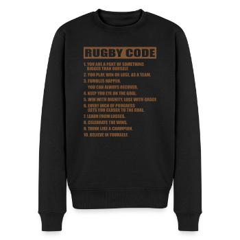 RUGBY CODE - Männer Premium Bio Pullover - Schwarz - Vorne - Nico (187cm)
