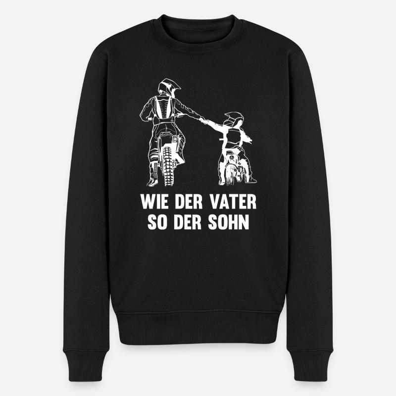 Wie der Vater so der Sohn Motocross Motorrad - Männer Premium Bio Pullover - Schwarz