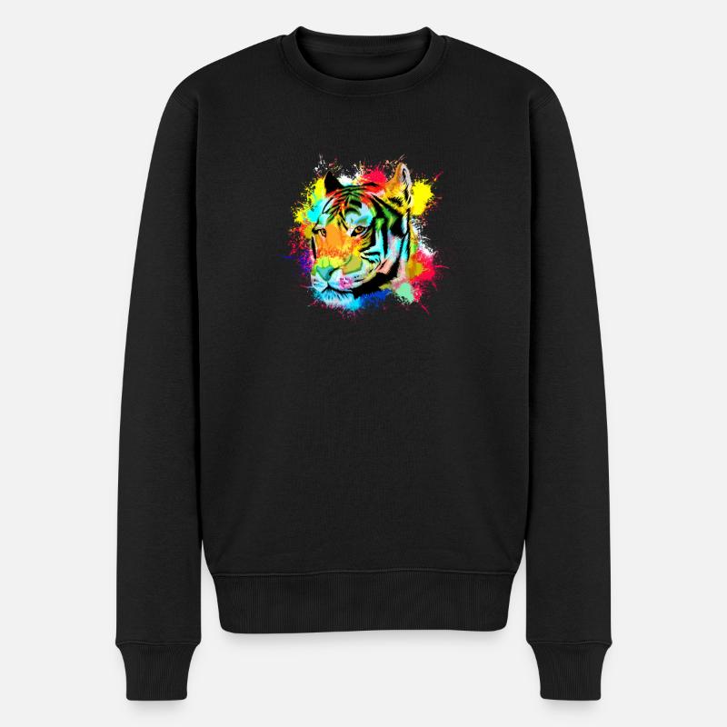 Tiger - Männer Premium Bio Pullover - Schwarz