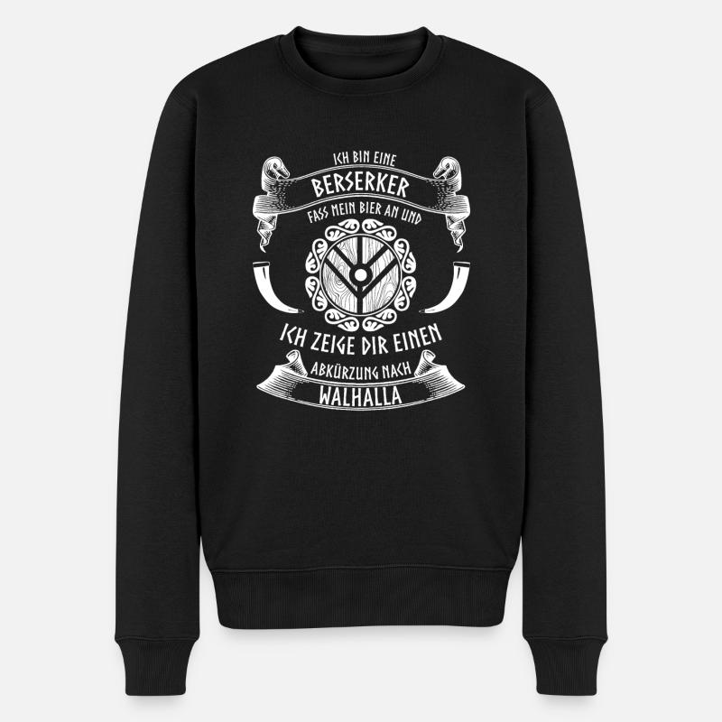 Wikinger und Bier - lustiger Berserker - Männer Premium Bio Pullover - Schwarz