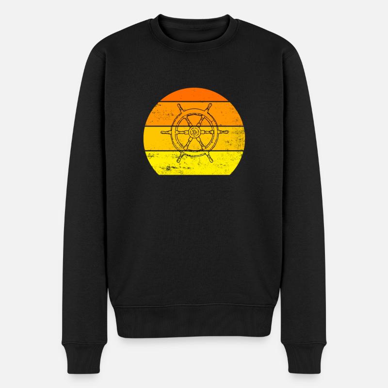 Vintage Sonnenuntergang retro Segeln - Männer Premium Bio Pullover - Schwarz