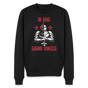 In hoc signo vinces Tempelritter Latein Sprichwort - Männer Premium Bio Pullover - Schwarz - Vorne - Nico (187cm)