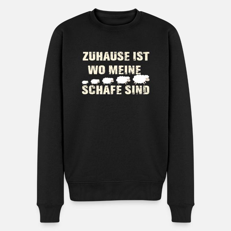 Zuhause Ist Wo Meine Schafe Sind | Lustiges Schaf - Männer Premium Bio Pullover - Schwarz
