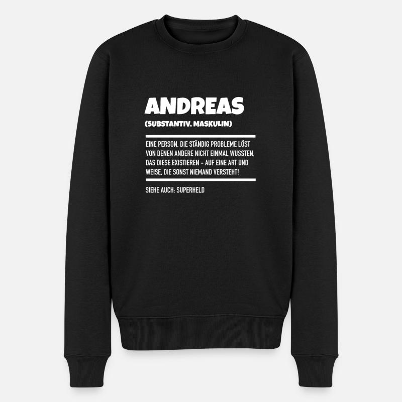 Andreas Name Geschenk - Männer Premium Bio Pullover - Schwarz