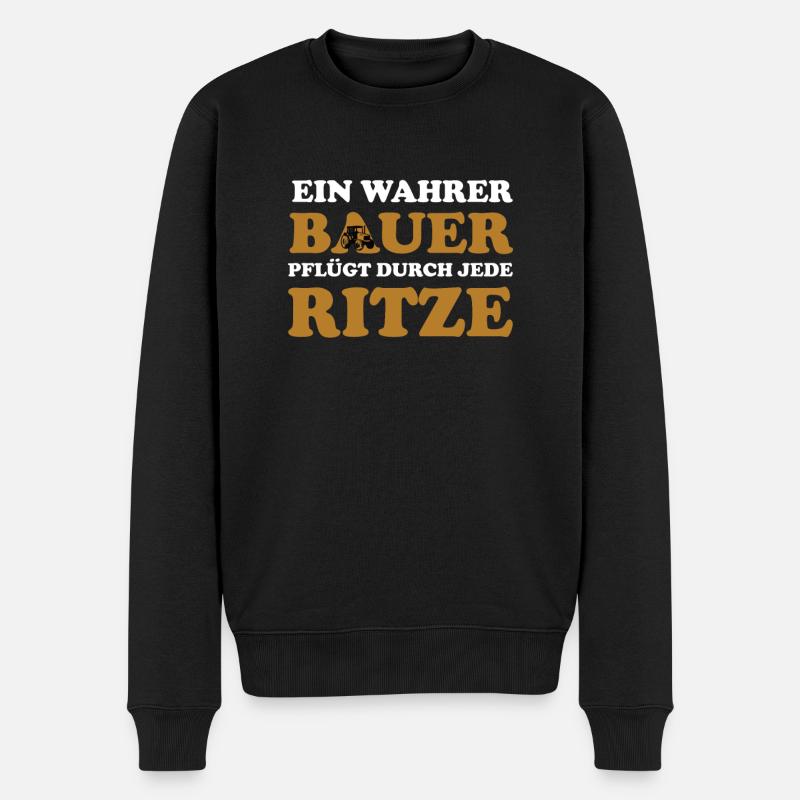 Bauer Landwirt Geschenk Lustiger Bauern Spruch - Männer Premium Bio Pullover - Schwarz