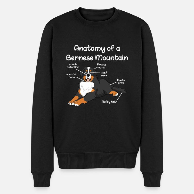 Anatomie Berner Sennenhund Bernese Mountain - Männer Premium Bio Pullover - Schwarz