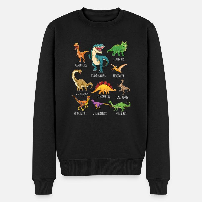 Dinosaurier-Arten Grafiken Dino T-Rex Jungen Dinos - Männer Premium Bio Pullover - Schwarz